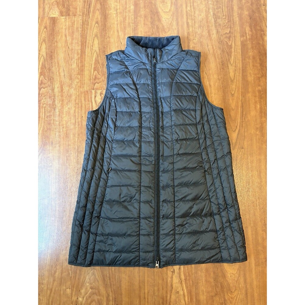 J. Jill Down Puffer Vest Black Quilted Mid Length Puff Jacket Black XS
